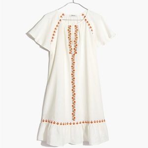 Madewell White Dress with Orange Embroidery